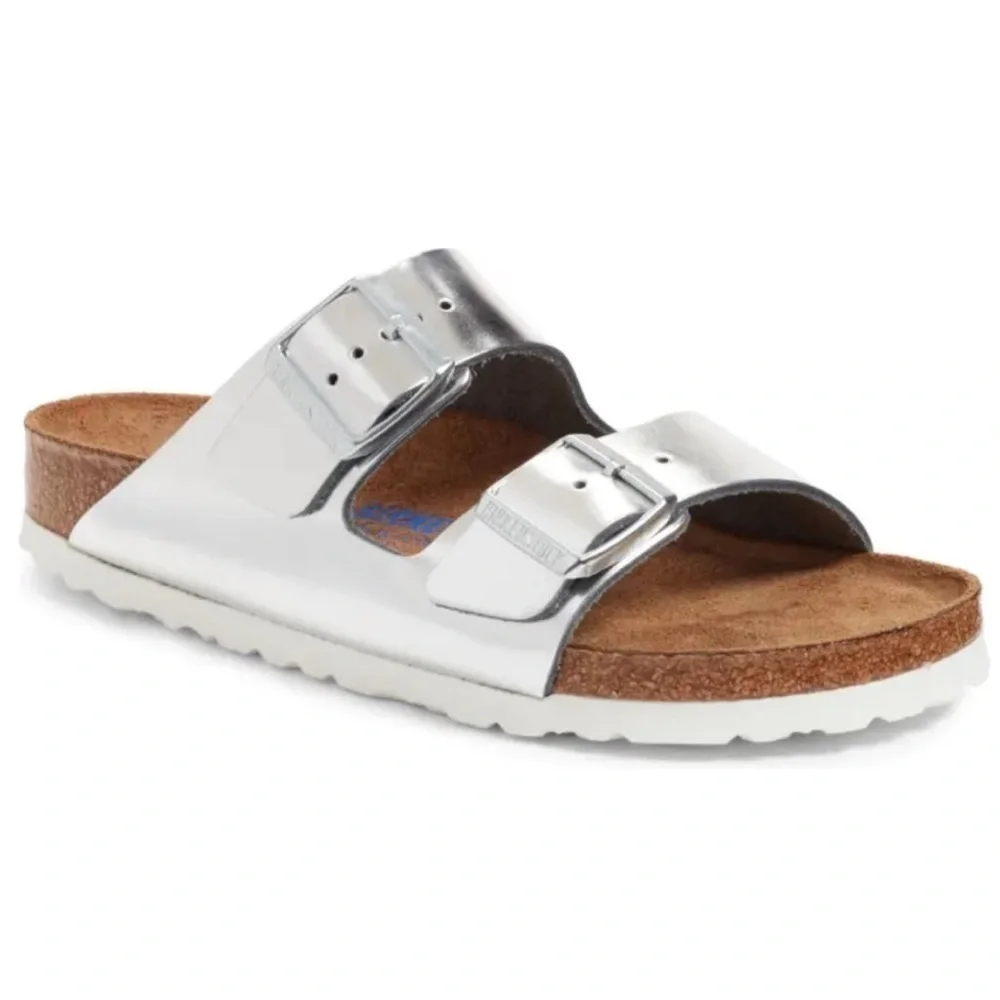 Birkenstock Arizona Soft Footbed Sandal Metallic Silver